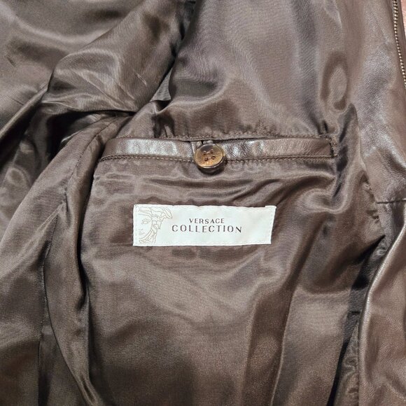 VERSACE COLLECTION Down Filled Leather Moto Jacket - Picture 10 of 16